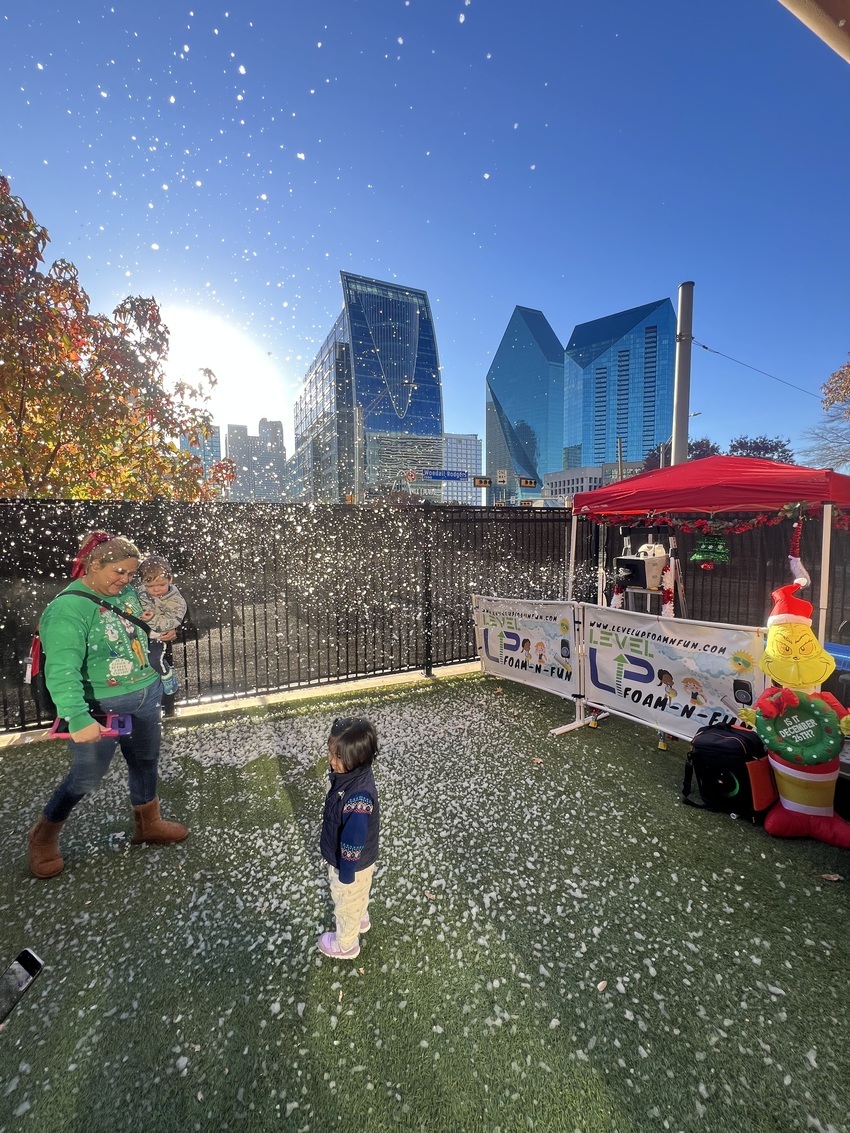 Snow party setup with winter themed activities